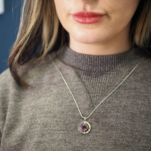 Elodie Pendant in silver gold & various gemstones